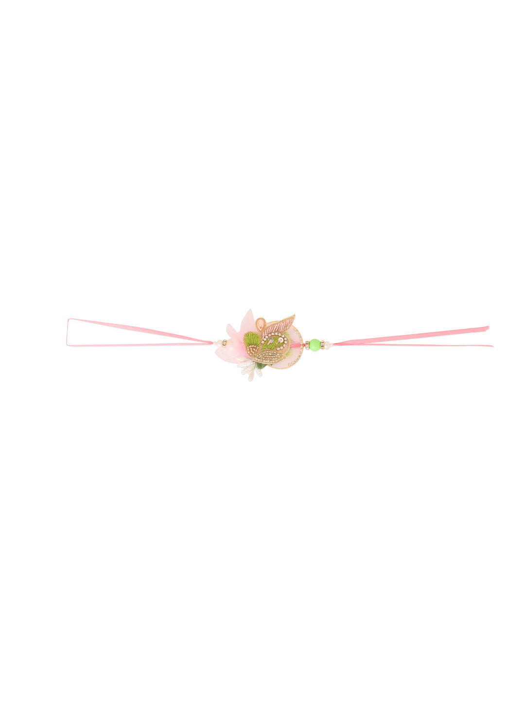 NVR Set of 2 Handcrafted Multicolor Pearls Bhaiya Bhabhi Rakhi with Roli Chawal Chandan & Mishri