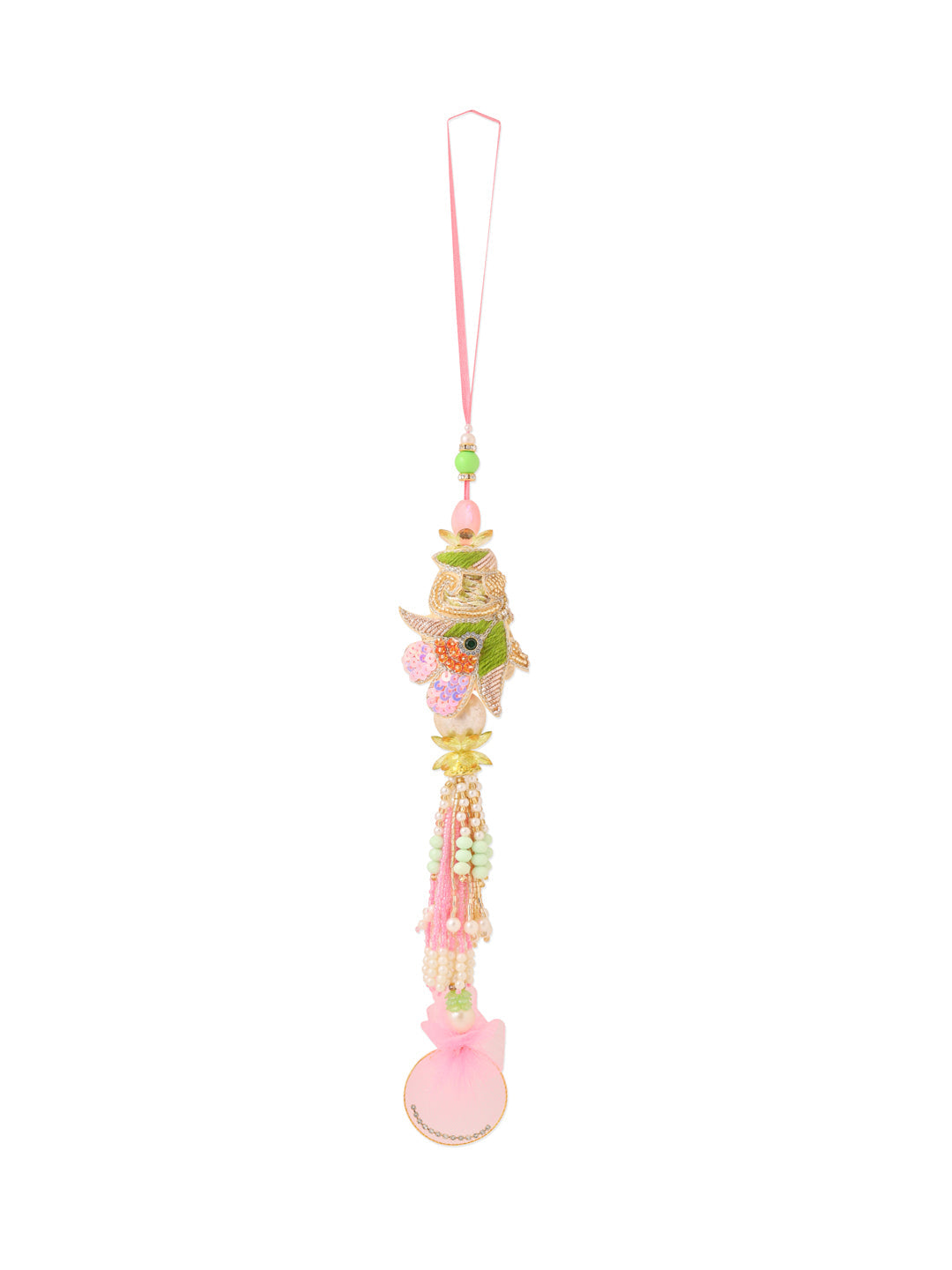 NVR Set of 2 Handcrafted Multicolor Pearls Bhaiya Bhabhi Rakhi with Roli Chawal Chandan & Mishri