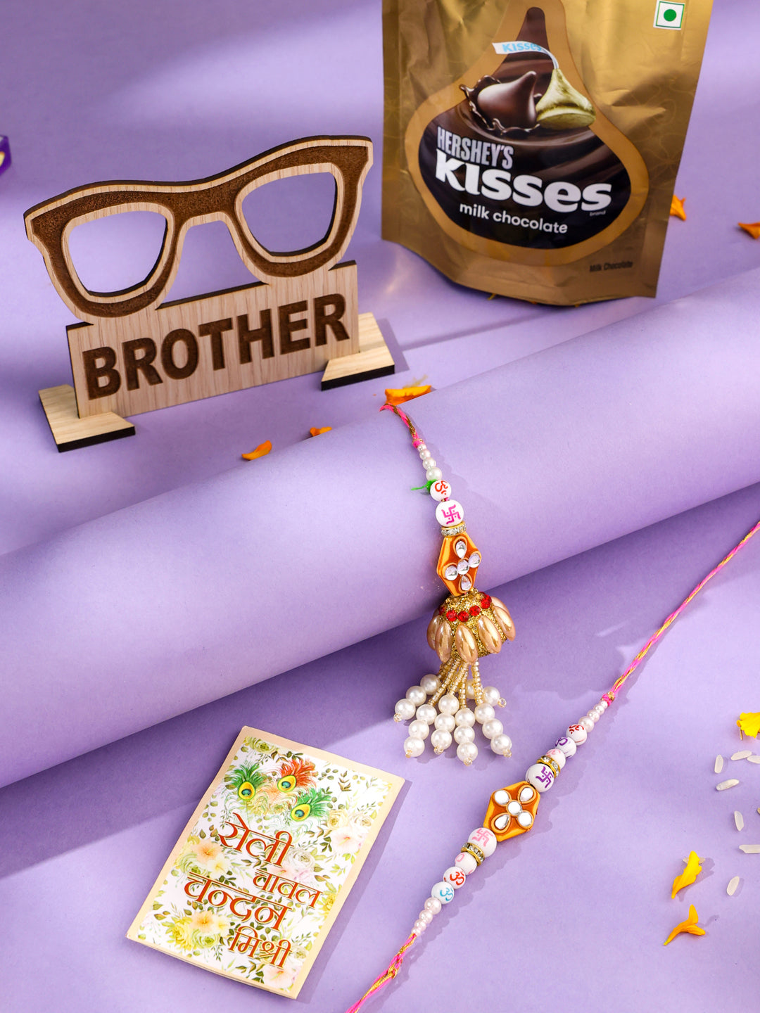 NVR Set of 2 Multicolor Artificial Stones & Pearls Bhaiya Bhabhi Rakhi Combo - Distacart