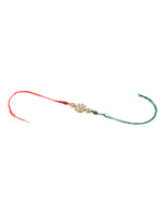 Thumbnail for NVR Set of 2 Gold Toned Kundan Studded Floral Design Bhaiya Bhabhi Rakhi Combo