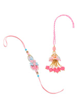 Thumbnail for NVR Set of 2 Multicolor Handcrafted Artificial Stones & Pearls Bhaiya Bhabhi Rakhi Combo