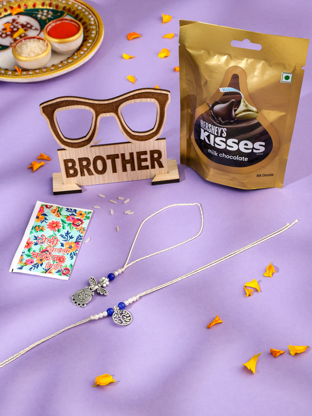 NVR Set of 2 Silver Toned Pearls & Beads Bhaiya Bhabhi Rakhi Combo - Distacart