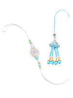 Thumbnail for NVR Set of 2 Blue & Pink Artificial Stones & Beads Bhaiya Bhabhi Rakhi Combo