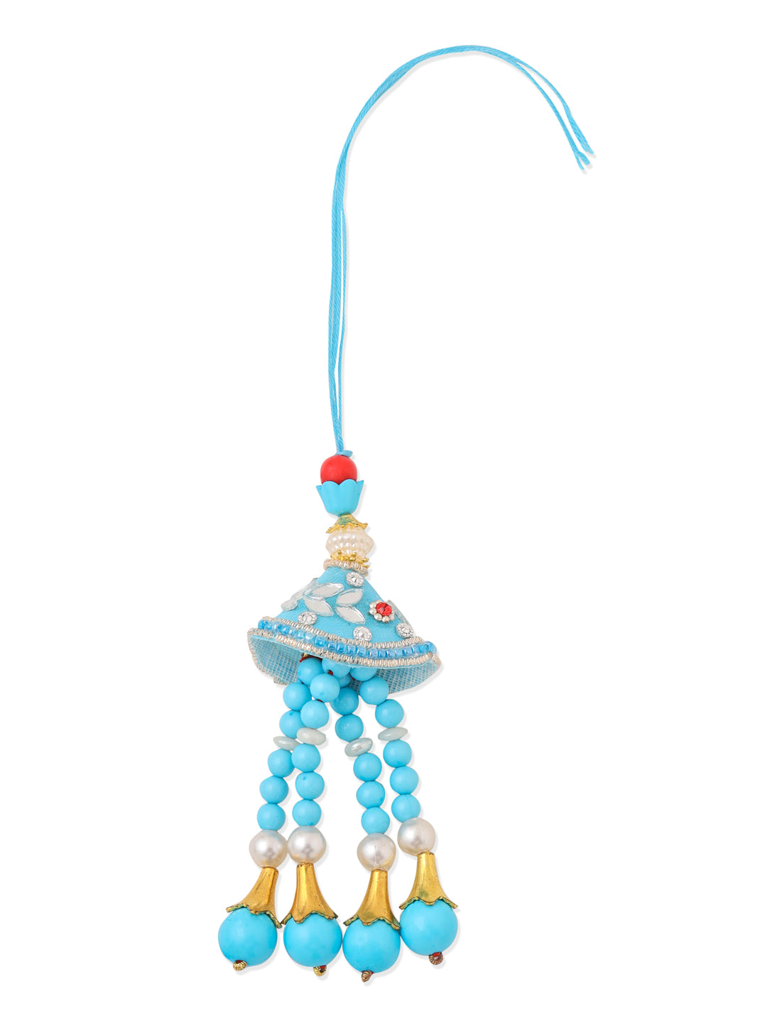 NVR Set of 2 Blue & Pink Artificial Stones & Beads Bhaiya Bhabhi Rakhi Combo