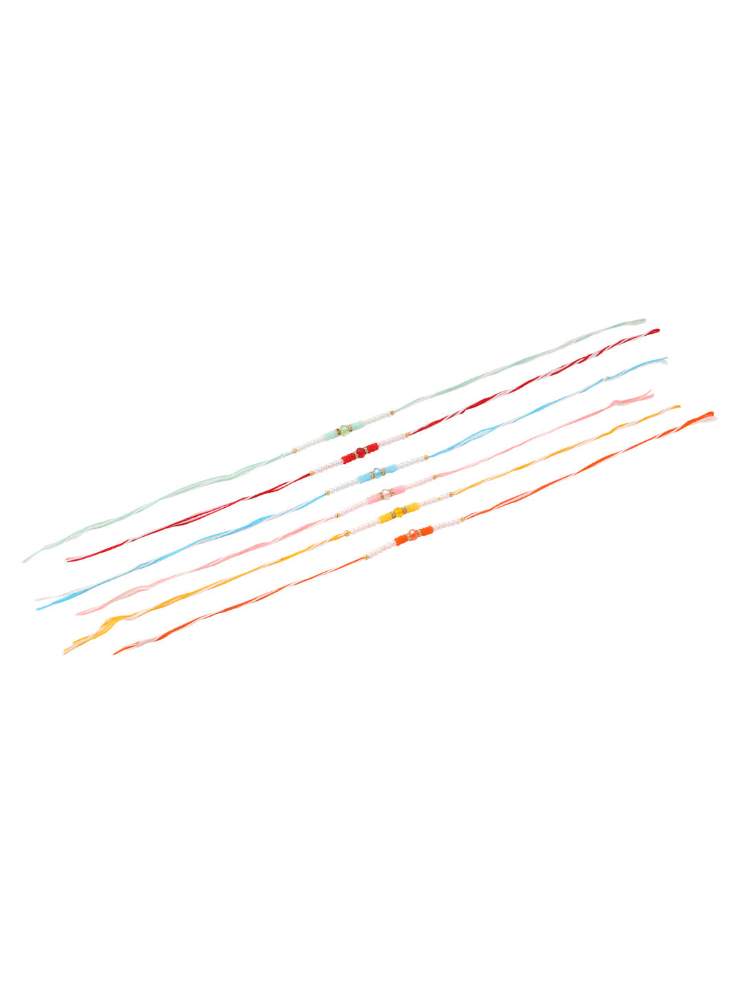 NVR Men Set of 6 Multicolor Artificial Stones & Pearls Rakhi Combo