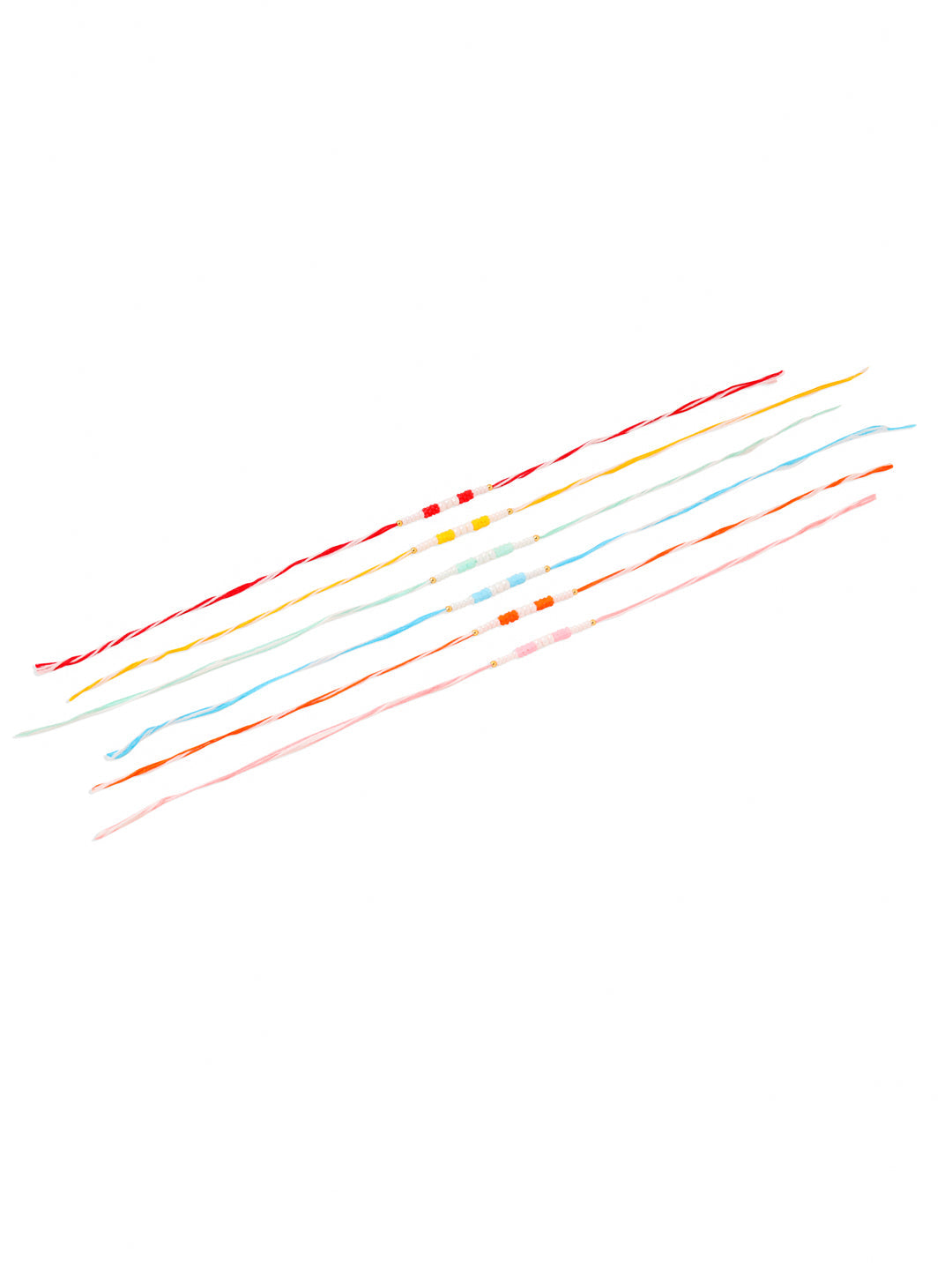 NVR Men Set of 6 Multicolor Pearls Thread Rakhi Combo, Rakshabandhan Combo