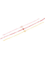 Thumbnail for NVR Men Set of 3 Heart Shape Multicolor Artificial Stones Thread Rakhi with Roli Chawal Chandan & Mishri