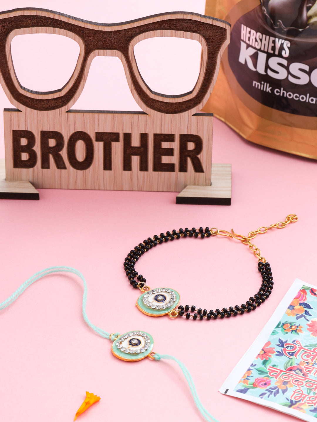 NVR Set of 2 Green Round Shape Artificial Stones Bhaiya Bhabhi Rakhi Combo - Distacart