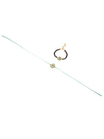 Thumbnail for NVR Set of 2 Green Round Shape Artificial Stones Bhaiya Bhabhi Rakhi Combo