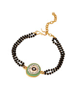 Thumbnail for NVR Set of 2 Green Round Shape Artificial Stones Bhaiya Bhabhi Rakhi with Roli Chawal Chandan & Mishri