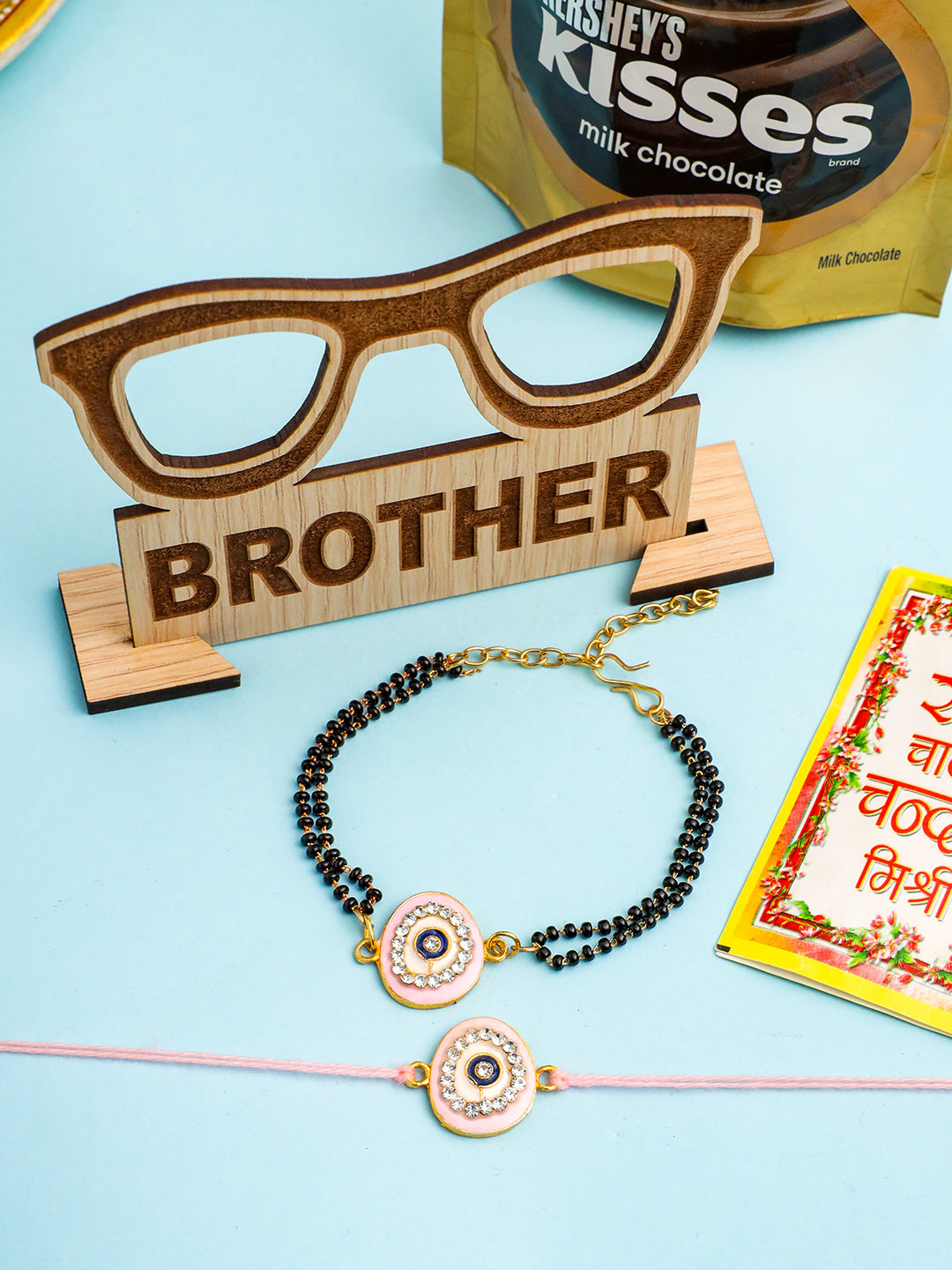 NVR Set of 2 Pink Round Shape Artificial Stones Bhaiya Bhabhi Rakhi Combo - Distacart