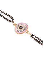Thumbnail for NVR Set of 2 Pink Round Shape Artificial Stones Bhaiya Bhabhi Rakhi Combo