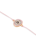 Thumbnail for NVR Set of 2 Pink Round Shape Artificial Stones Bhaiya Bhabhi Rakhi with Roli Chawal Chandan & Mishri
