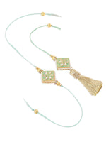 Thumbnail for NVR Set of 2 Handmade Sea Green Kundan Studded Bhaiya Bhabhi Rakhi Combo