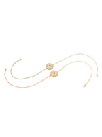Thumbnail for NVR Men Set of 2 Peach & Green Kundan Studded Round Floral Design Rakhi Combo