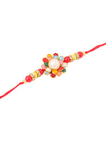 Thumbnail for NVR Men Multicolor Beads & Pearls Floral Design Thread Rakhi Roli Chawal Chandan & Mishri - Distacart