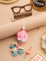 Thumbnail for NVR Set of 2 Multicolor Artificial Beads Floral Design Bhaiya Bhabhi Rakhi Combo