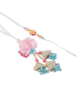 Thumbnail for NVR Set of 2 Multicolor Artificial Beads Floral Design Bhaiya Bhabhi Rakhi Combo