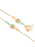Thumbnail for NVR Set of 2 Multicolor Artificial Beads Traditional Bhaiya Bhabhi Pair Rakhi Combo