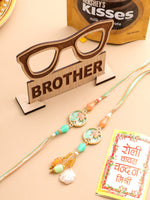 Thumbnail for NVR Set of 2 Multicolor Artificial Beads Traditional Bhaiya Bhabhi Pair Rakhi Combo