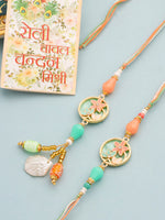 Thumbnail for NVR Set of 2 Multicolor Artificial Beads Traditional Bhaiya Bhabhi Pair Rakhi Set with Roli Chawal Chandan & Mishri
