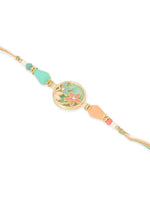 Thumbnail for NVR Set of 2 Multicolor Artificial Beads Traditional Bhaiya Bhabhi Pair Rakhi Set with Roli Chawal Chandan & Mishri