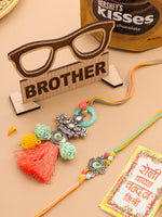Thumbnail for NVR Set of 2 Artificial Beads Traditional Bhaiya Bhabhi Pair Rakhi Combo