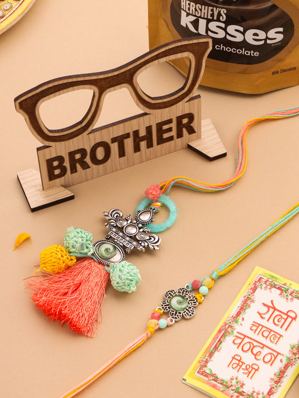 NVR Set of 2 Artificial Beads Traditional Bhaiya Bhabhi Pair Rakhi Combo