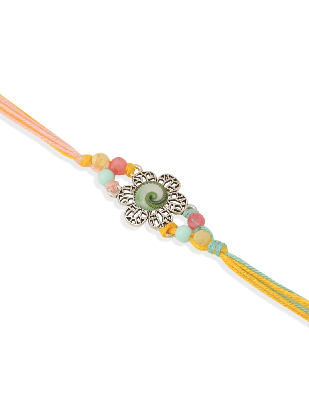 NVR Set of 2 Artificial Beads Traditional Bhaiya Bhabhi Pair Rakhi Set with Roli Chawal Chandan & Mishri