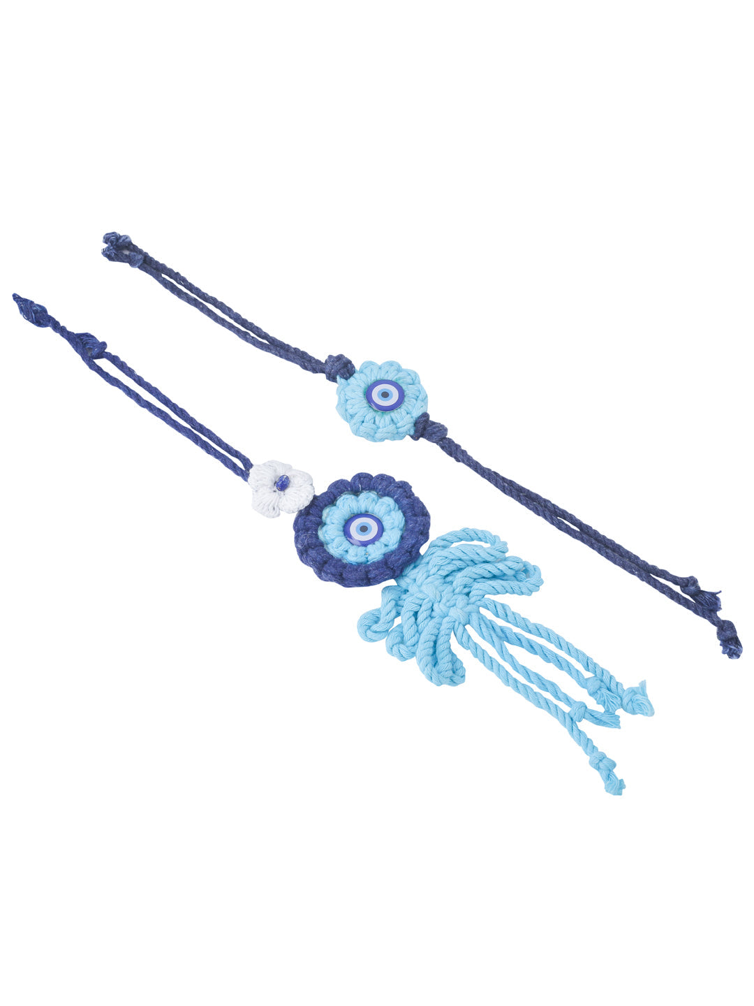 NVR Set of 2 Blue Evil Eye Floral Style Bhaiya Bhabhi Rakhi Set, Combo for Rakshabandhan - Distacart