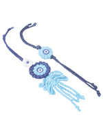 Thumbnail for NVR Set of 2 Blue Evil Eye Floral Style Bhaiya Bhabhi Rakhi Set, Combo for Rakshabandhan