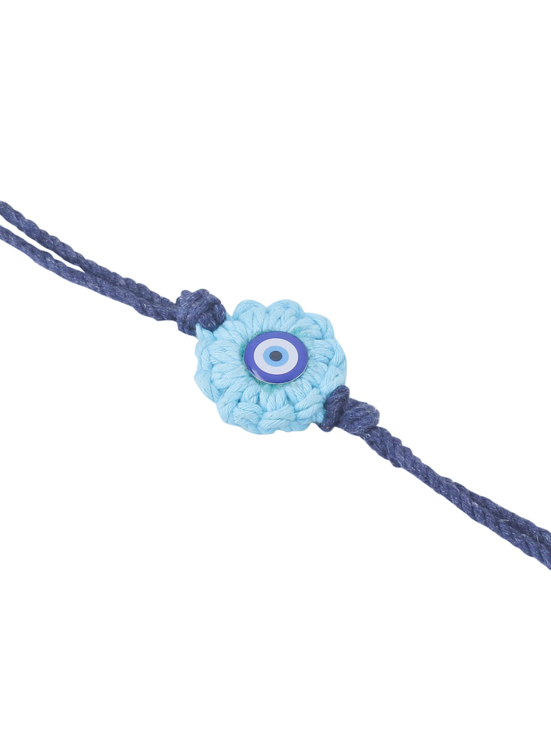 NVR Set of 2 Blue Evil Eye Floral Style Bhaiya Bhabhi Rakhi Set, Combo for Rakshabandhan
