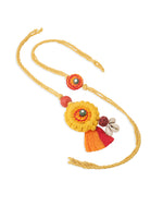 Thumbnail for NVR Set of 2 Yellow Sea Shell Round Floral Design Bhaiya Bhabhi Rakhi Combo
