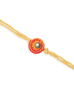 Thumbnail for NVR Set of 2 Yellow Sea Shell Round Floral Design Bhaiya Bhabhi Rakhi Combo