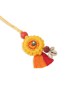 Thumbnail for NVR Set of 2 Yellow Sea Shell Round Floral Design Bhaiya Bhabhi Rakhi Combo