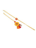 Thumbnail for NVR Set of 2 Yellow Sea Shell Round Floral Design Bhaiya Bhabhi Rakhi Combo