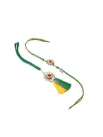 Thumbnail for NVR Set of 2 Green Pearls Bhaiya Bhabhi Thread Rakhi with Roli Chawal Chandan & Mishri
