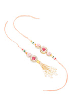 Thumbnail for NVR Set of 2 Multicolor Artificial Stones & Beads Round Floral Bhaiya Bhabhi Rakhi Combo - Distacart