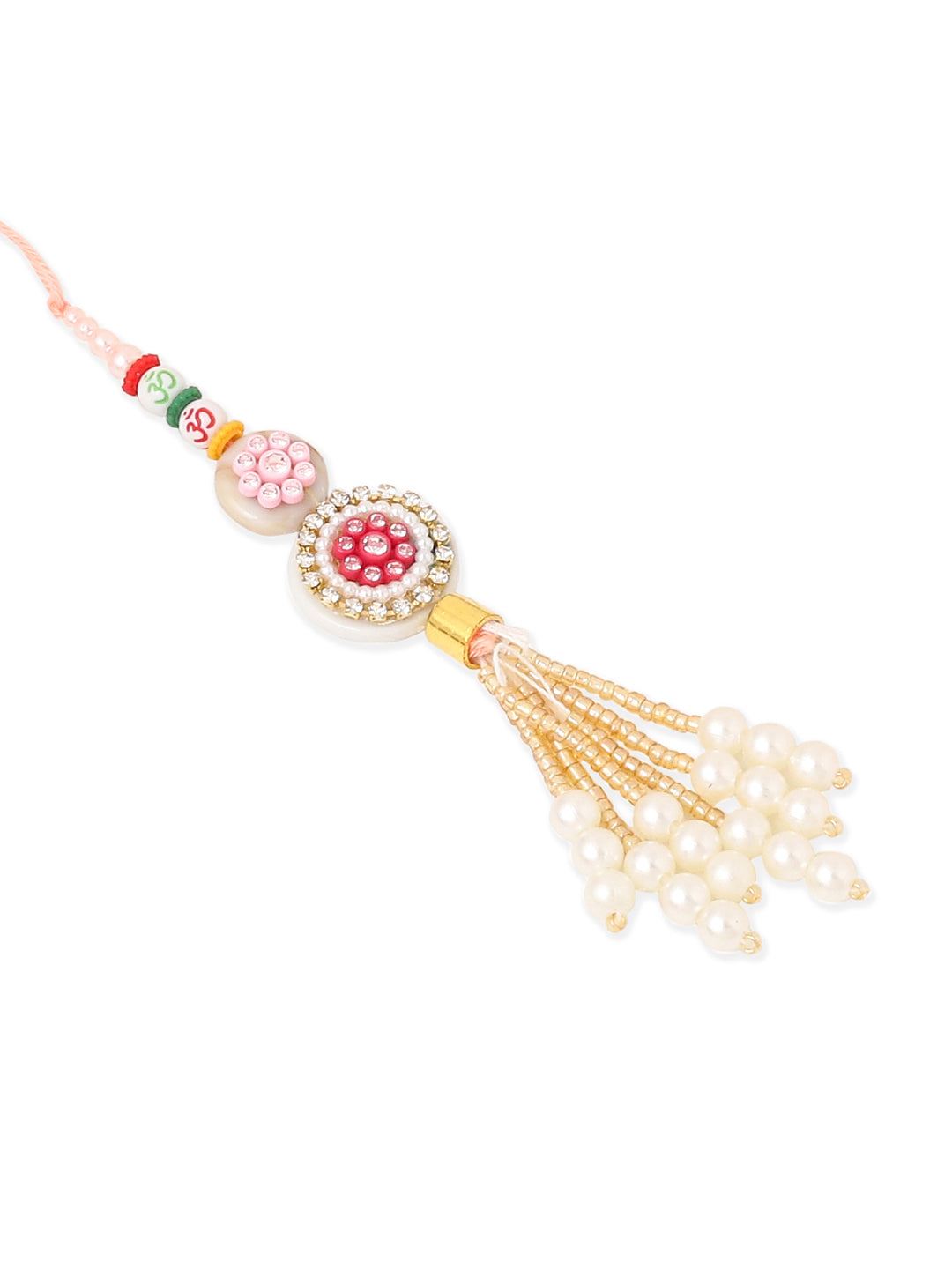 NVR Set of 2 Multicolor Artificial Stones & Beads Round Floral Bhaiya Bhabhi Rakhi Combo - Distacart