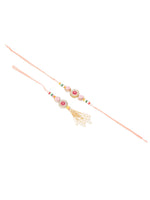 Thumbnail for NVR Set of 2 Multicolor Artificial Stones & Beads Round Floral Bhaiya Bhabhi Rakhi Combo - Distacart