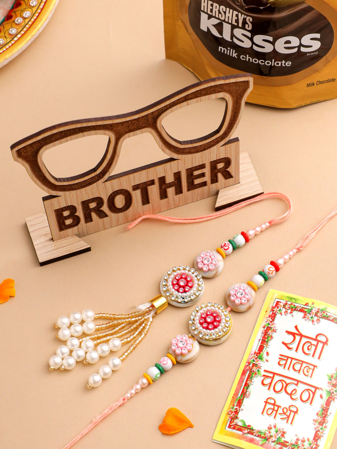 NVR Set of 2 Multicolor Artificial Stones & Beads Round Floral Bhaiya Bhabhi Rakhi Combo - Distacart