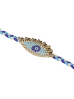 Thumbnail for NVR Set of 2 Blue Evil Eye & Kundan Studded Handcrafted Bhaiya Bhabhi Rakhi Combo