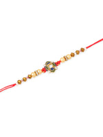 Thumbnail for NVR Men Set of 2 Red & Gold Floral Design Artificial Stones & Beads Thread Rakhi Combo