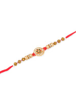 Thumbnail for NVR Men Set of 2 Red & Gold Floral Design Artificial Stones & Beads Thread Rakhi Combo
