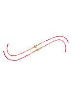 Thumbnail for NVR Men Set of 2 Red & Gold Floral Design Artificial Stones & Beads Thread Rakhi With Roli Chawal Chandan & Mishri