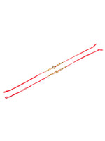 Thumbnail for NVR Men Set of 2 Red & Gold Floral Design Artificial Stones & Beads Thread Rakhi With Roli Chawal Chandan & Mishri