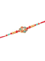 Thumbnail for NVR Men Set of 2 Floral Design Red Artificial Stones & Beads Thread Rakhi Combo