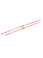 Thumbnail for NVR Men Set of 2 Floral Design Red Artificial Stones & Beads Thread Rakhi With Roli Chawal Chandan & Mishri