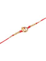 Thumbnail for NVR Men Set of 2 Golden Red Religious Designer Ganesh Ji Thread Rakhi With Roli Chawal Chandan & Mishri