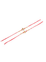Thumbnail for NVR Men Set of 2 Golden Red Religious Designer Ganesh Ji Thread Rakhi With Roli Chawal Chandan & Mishri